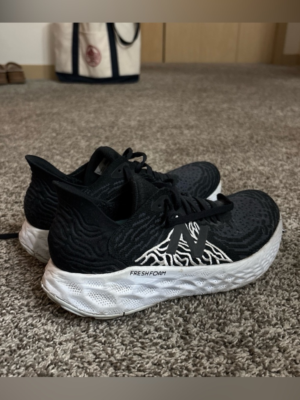 New Balance Black and White Fresh Foam 1080 Running Shoes